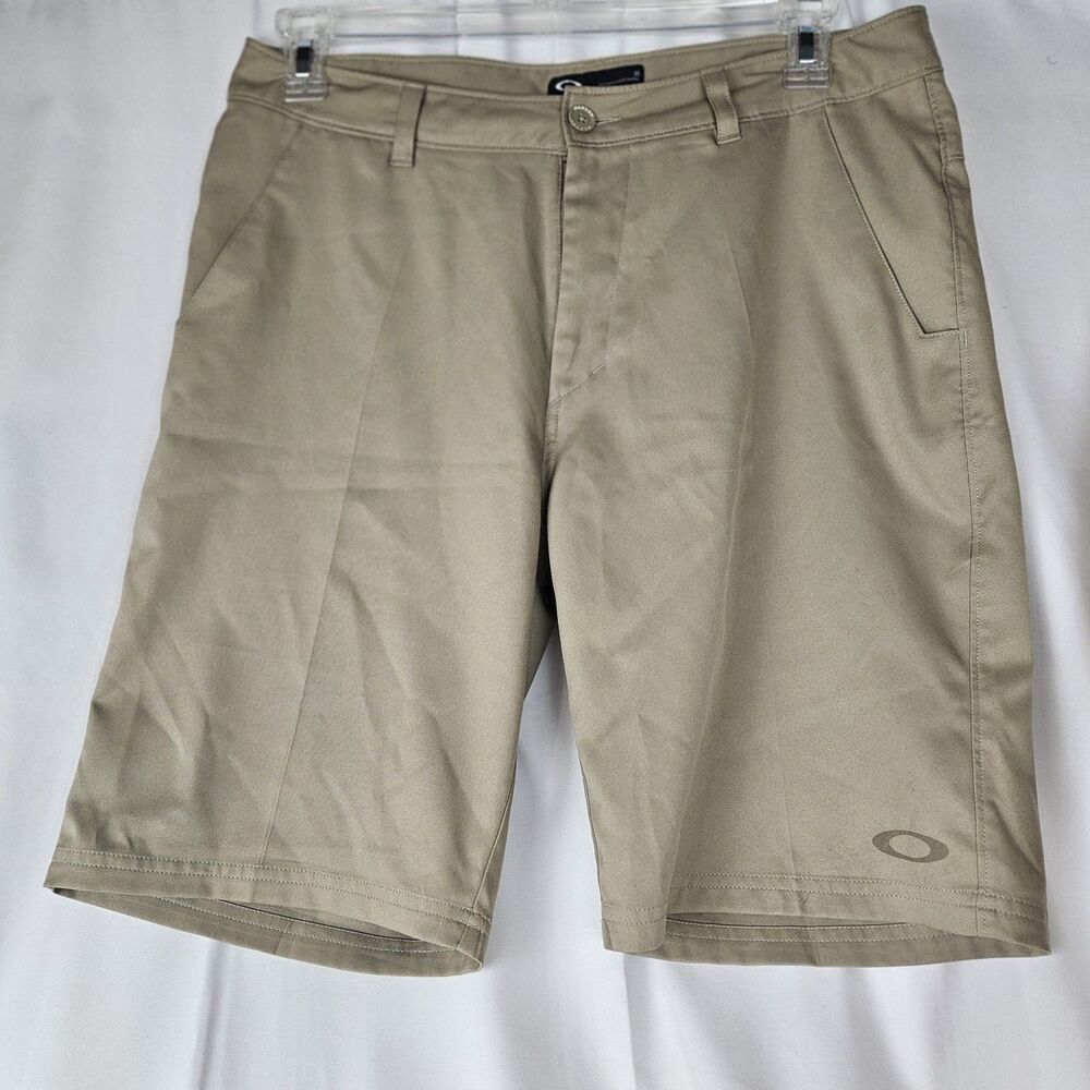 Oakley Mens Casual Shorts Gray Flat Front Stretch Classic Rise Pockets 33W